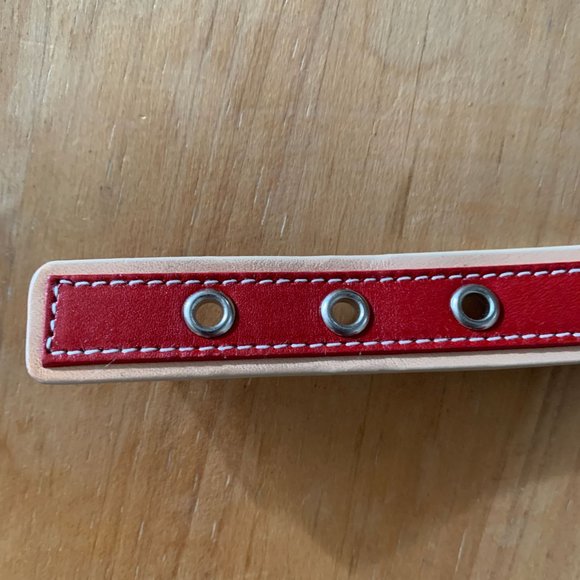 Coach red and tan leather bracelet with silver buckle - Picture 4 of 5